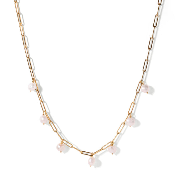 Scattered Pearl Necklace Gold