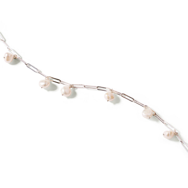 Scattered Pearl Necklace Silver